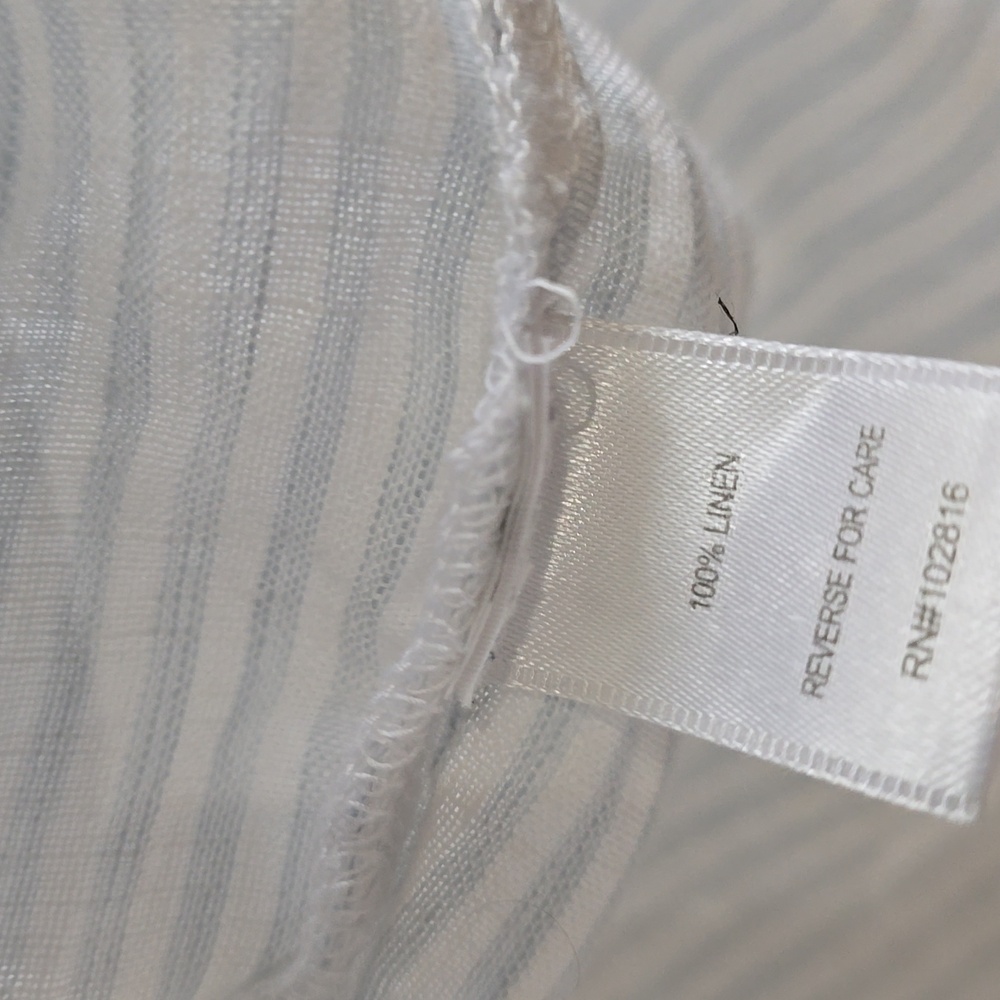 Garnet Hill Linen Light Blue Striped Casual Shirt - Picture 7 of 8